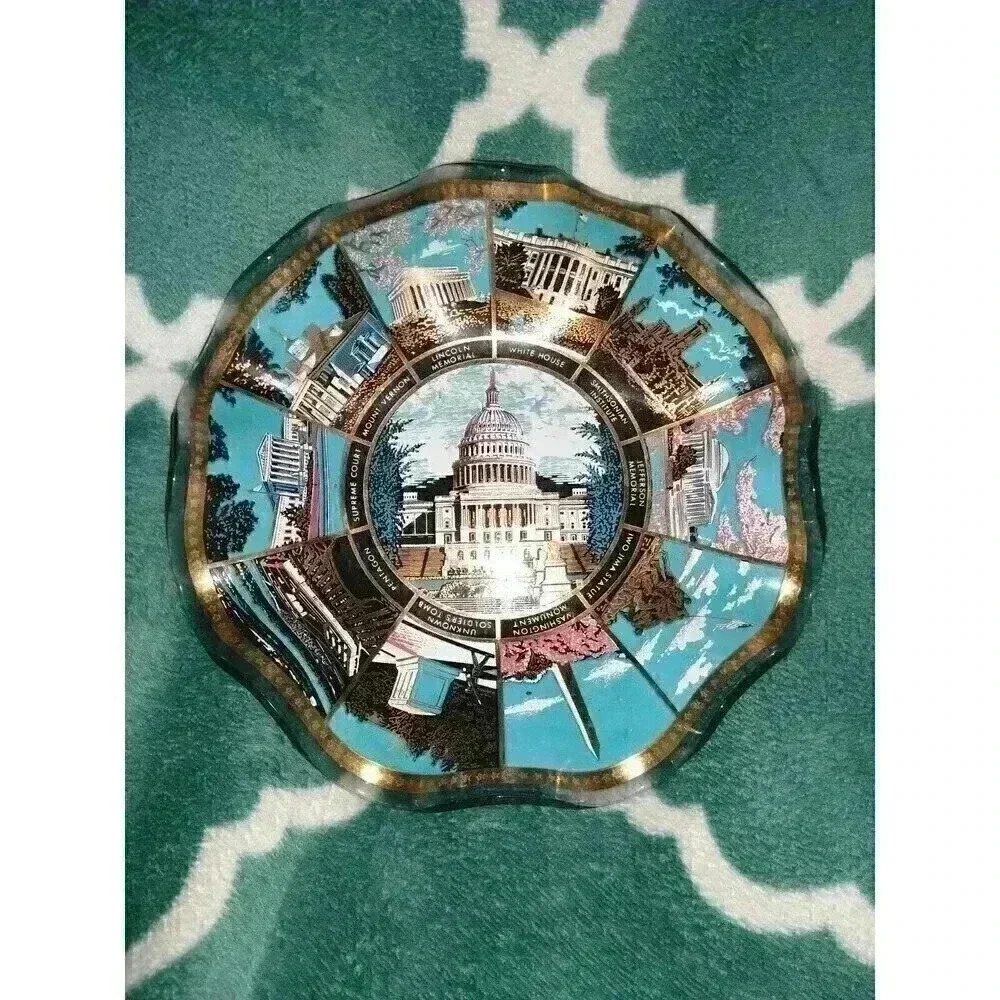 Vintage US Capitol Souvenir Bowl Washington DC  Memorial White House 7"